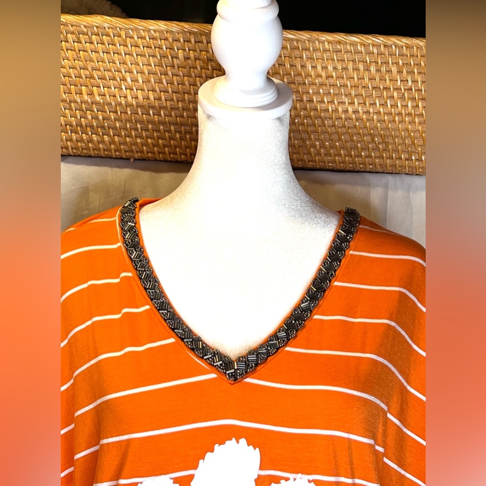 Gameday Caroline Clemson Tigers Orange Striped T-Shirt Size Medium - Picture 3 of 9